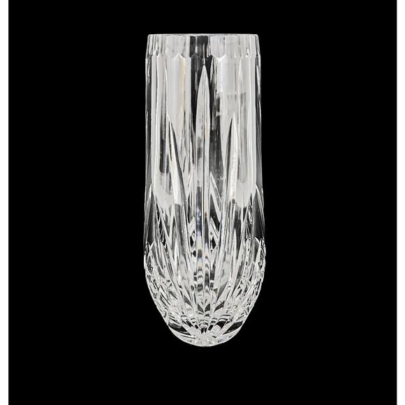 Pressed Glass Vase Heavy Starburst Base Classic Home Decor Curved Bottom 10" - Picture 1 of 9